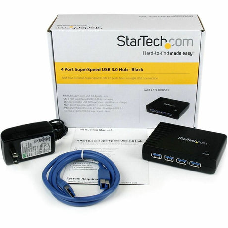 StarTech.com 4 Port Black SuperSpeed USB 3.0 Hub - 5Gbps