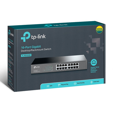 TP-LINK TL-SG1016D 10/100/1000Mbps 16-Port Gigabit 13-inch Rackmountable Switch, 32Gbps Capacity
