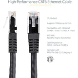 StarTech.com 35ft CAT6 Ethernet Cable - Black Molded Gigabit - 100W PoE UTP 650MHz - Category 6 Patch Cord UL Certified Wiring/TIA