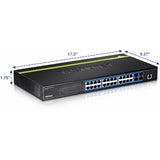 TRENDnet 24-Port Gigabit Layer 2 Switch with 4 Shared Mini-GBIC Slots; 48 Gbps Switching Capacity; SNMP; Lifetime Protection; TL2-G244