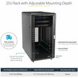 StarTech.com 4-Post 25U Server Rack Cabinet, 19" Data Rack Cabinet for Computer / IT Equipment, Home Network Rack, Half Height Server Rack