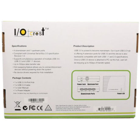 SYBA Multimedia 4 Port USB 3.0 Hub with Power Adapter