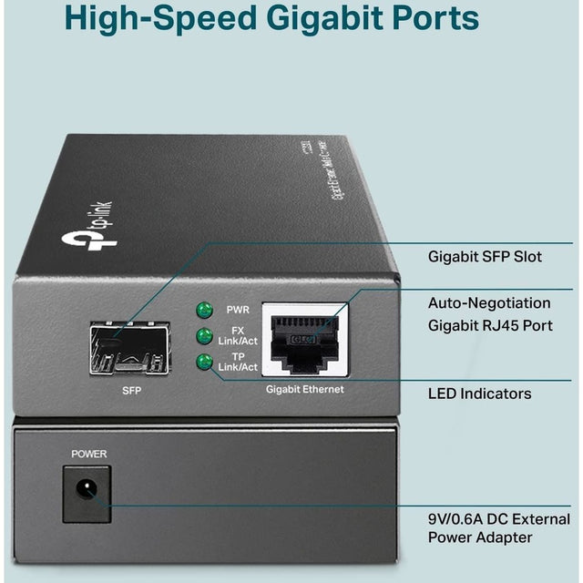 TP-LINK MC220L - Gigabit SFP to RJ45 Fiber Media Converter