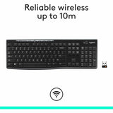 Logitech K270 Wireless Keyboard for Windows, 2.4 GHz Wireless, Full-Size, Number Pad, Black