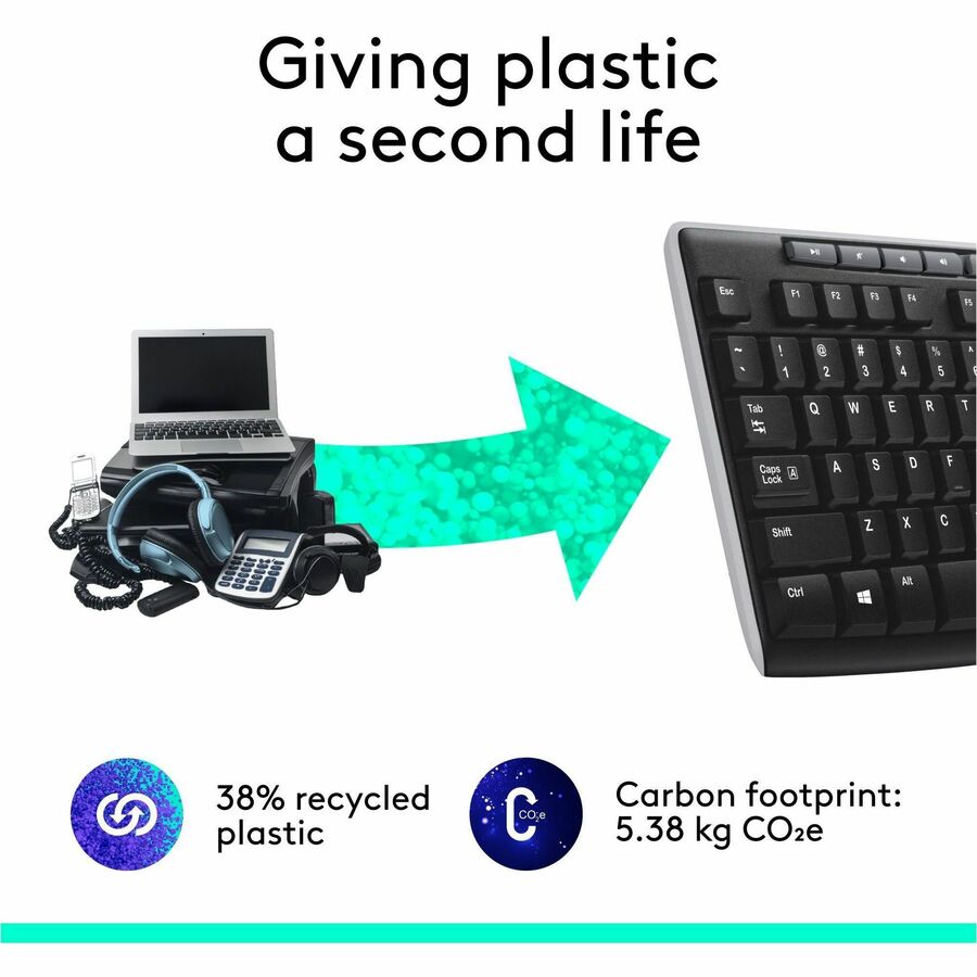 Logitech K270 Wireless Keyboard for Windows, 2.4 GHz Wireless, Full-Size, Number Pad, Black