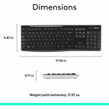 Logitech K270 Wireless Keyboard for Windows, 2.4 GHz Wireless, Full-Size, Number Pad, Black