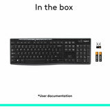Logitech K270 Wireless Keyboard for Windows, 2.4 GHz Wireless, Full-Size, Number Pad, Black