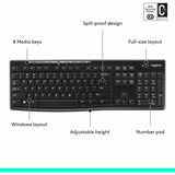 Logitech K270 Wireless Keyboard for Windows, 2.4 GHz Wireless, Full-Size, Number Pad, Black