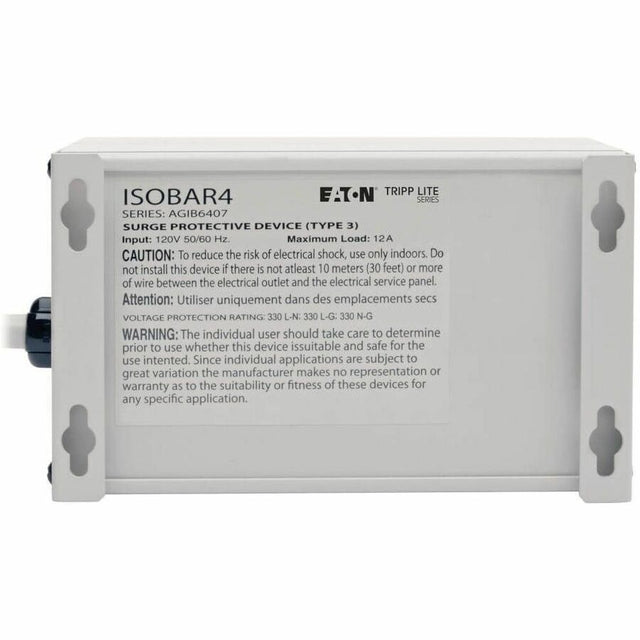 Eaton Tripp Lite Series Isobar 4-Outlet Surge Protector, 6 ft. Cord with Right-Angle Plug, 3330 Joules, Metal Housing