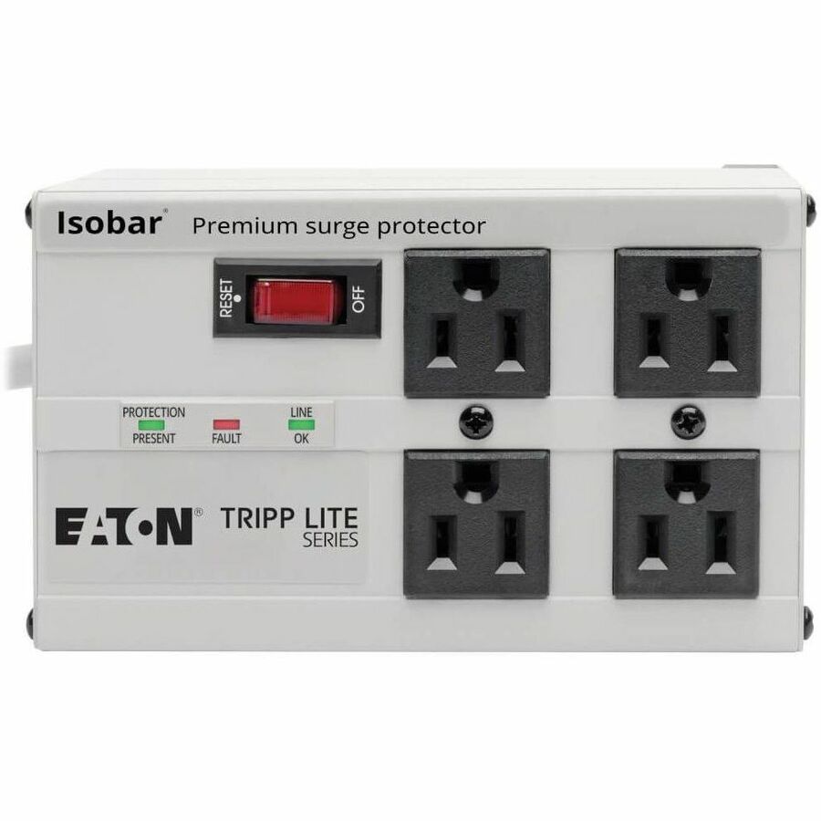 Eaton Tripp Lite Series Isobar 4-Outlet Surge Protector, 6 ft. Cord with Right-Angle Plug, 3330 Joules, Metal Housing