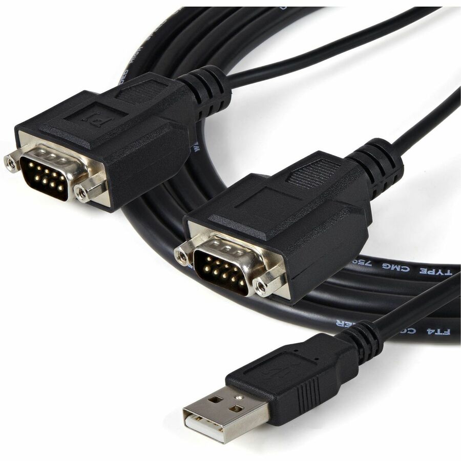 StarTech.com 6ft (1.8m) 2-Port FTDI USB to Serial RS232 Adapter Cable with COM Retention, USB to RS232 Adapter - TAA