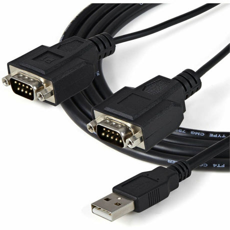 StarTech.com 6ft (1.8m) 2-Port FTDI USB to Serial RS232 Adapter Cable with COM Retention, USB to RS232 Adapter - TAA