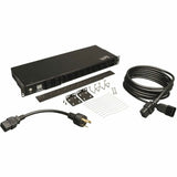 Eaton Tripp Lite Series 3.7kW Single-Phase Local Metered PDU, 208/230V (8 C13 & 2 C19), C20 / L6-20P Adapter, 12 ft. (3.66 m) Cord, 1U Rack-Mount, TAA