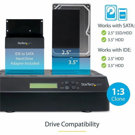 StarTech.com 4-Bay Hard Drive Duplicator and Eraser, External HDD/SSD Cloner / Copier / Wiper Tool, USB 3.0/eSATA to SATA Docking Station