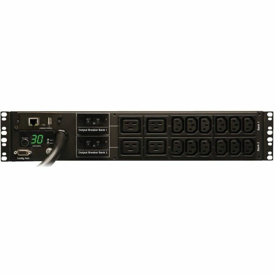 Eaton 5.5kW Single-Phase Monitored PDU with LX Platform Interface, 208/230V Outlets (12-C13 and 4-C19), L6-30P, 12 ft. (3.66 m) Cord, 2U Rack-Mount, TAA