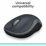 Logitech M185 Wireless Mouse, 2.4GHz with USB Mini Receiver, 1000 DPI Optical Tracking, Swift Grey