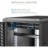 StarTech.com 1U Server Rack Cabinet Shelf - Fixed 7" Deep Cantilever Rackmount Tray for 19" Data/AV/Network Enclosure w/cage nuts, screws