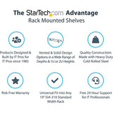 StarTech.com 1U Server Rack Cabinet Shelf - Fixed 7" Deep Cantilever Rackmount Tray for 19" Data/AV/Network Enclosure w/cage nuts, screws