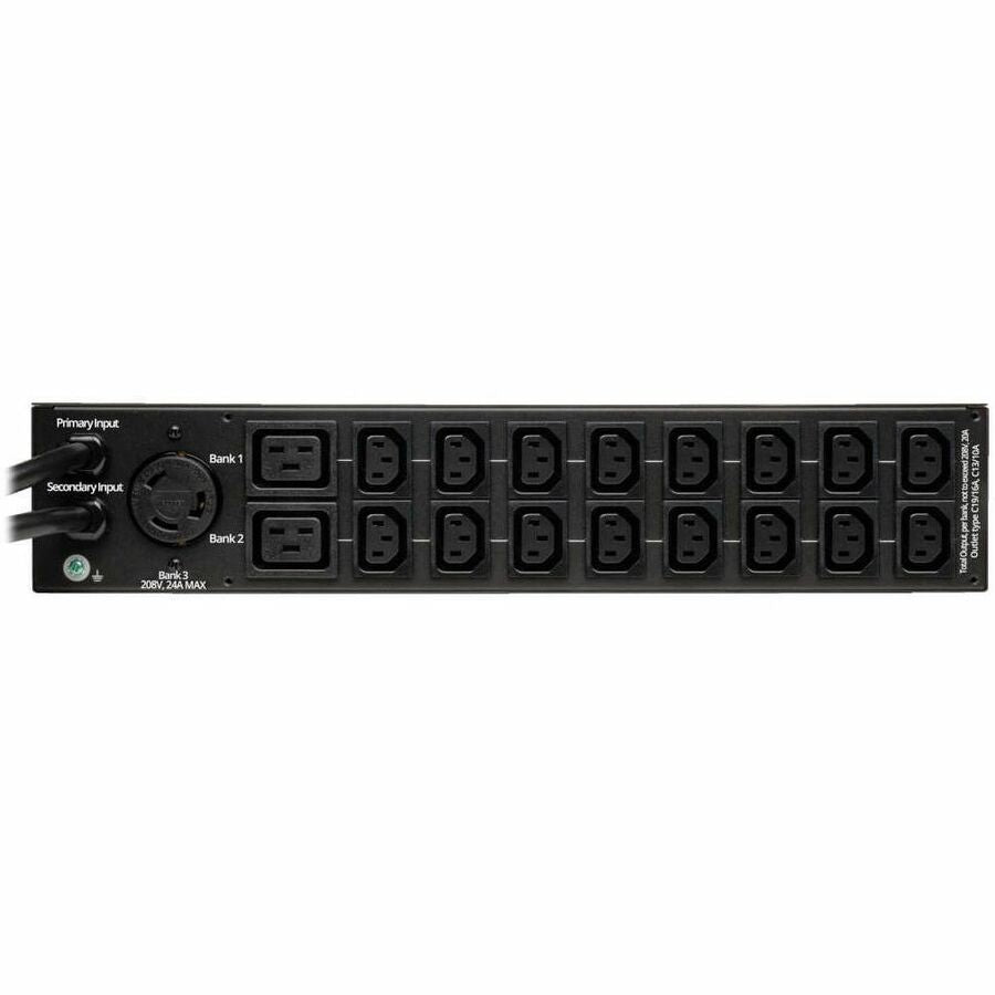 Eaton Tripp Lite Series 5.8kW Single-Phase Local Metered Automatic Transfer Switch PDU, Two 200-240V L6-30P Inputs, 16-C13 2-C19 & 1 L6-30R Outlet, 2U, TAA