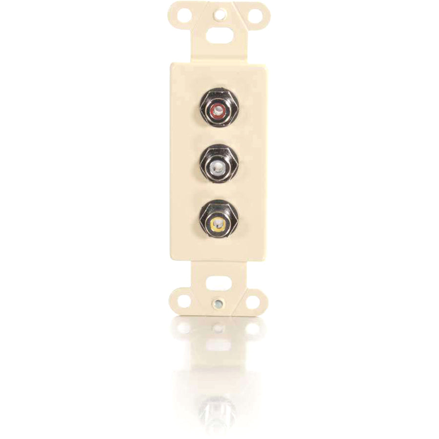 C2G Composite Video and RCA Stereo Audio Pass Through Decorative Style Wall Plate - Ivory