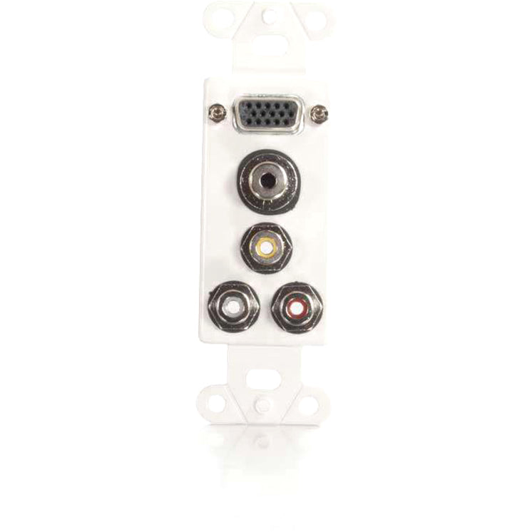 C2G VGA, 3.5mm Audio, Composite Video and RCA Stereo Audio Decorative Style Wall Plate - White