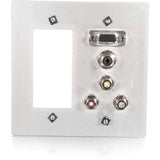 C2G VGA, 3.5mm Audio, Composite Video and RCA Stereo Audio Pass Through Double Gang Wall Plate with One Decorative Style Cutout - Brushed Aluminum