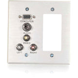 C2G VGA, 3.5mm Audio, Composite Video and RCA Stereo Audio Pass Through Double Gang Wall Plate with One Decorative Style Cutout - Brushed Aluminum
