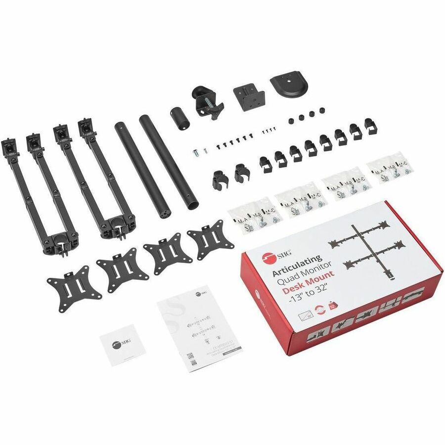 SIIG Articulating Quad Monitor Desk Mount - 13" to 32"