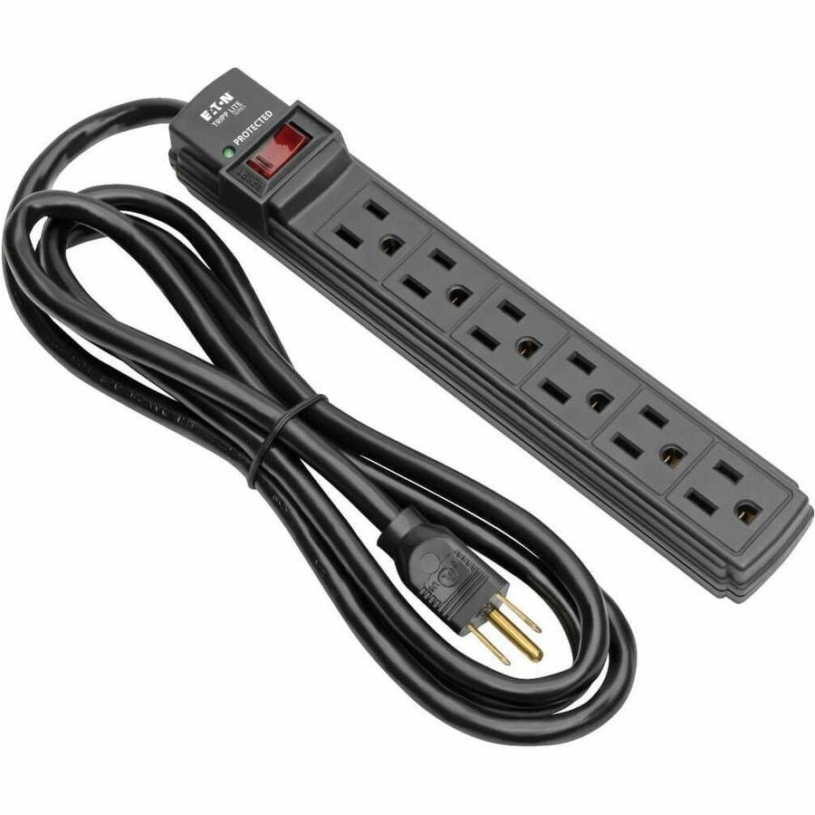 Eaton Tripp Lite Series Protect It! 6-Outlet Surge Protector, 6 ft. Cord, 360 Joules, Diagnostic LED, Black Housing