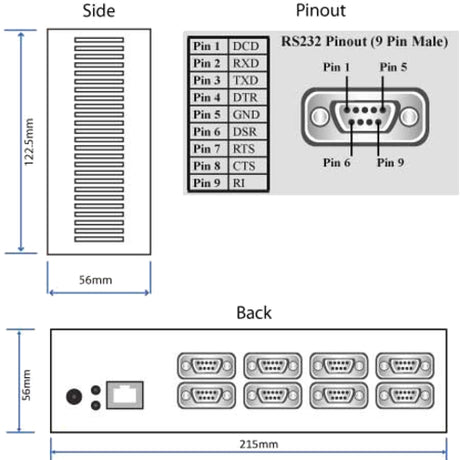 Brainboxes 8 Port RS232 Ethernet to Serial Adapter