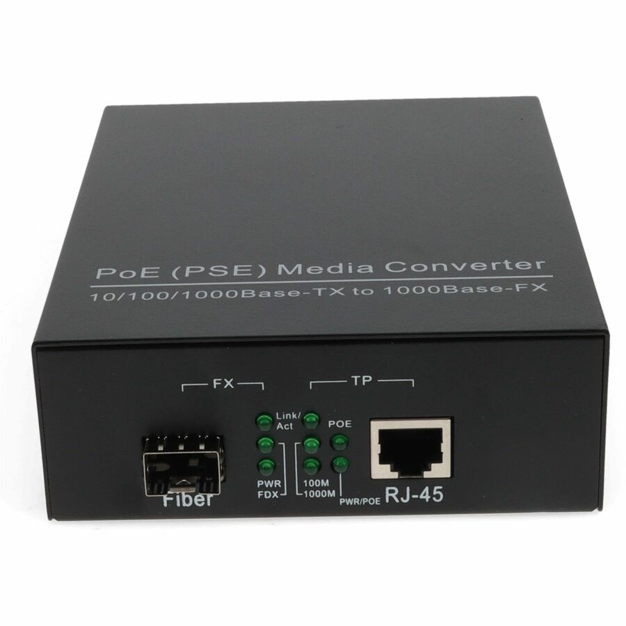 AddOn 10/100/1000Base-TX(RJ-45) to Open SFP Port POE Media Converter