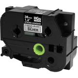 Brother HGES9615PK Black on Matte Silver Extra-Strength Adhesive Label Tape