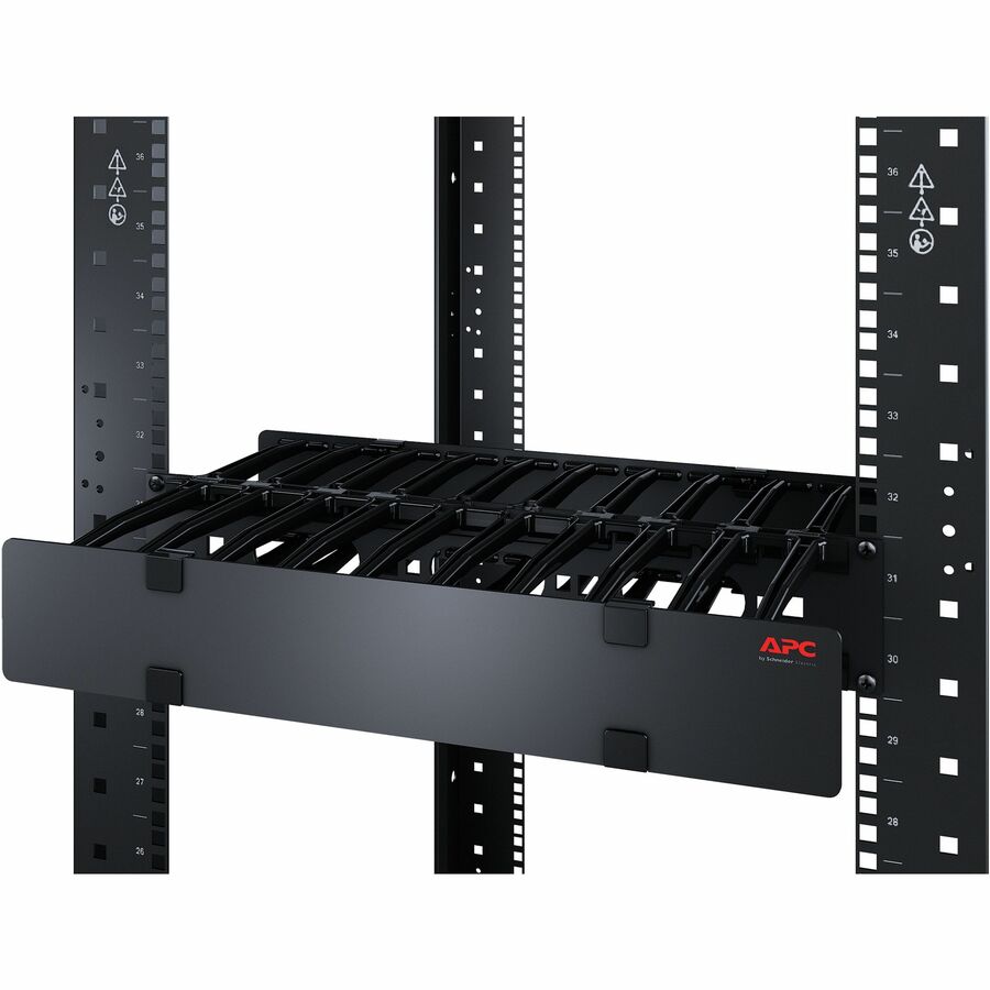 APC NetShelter Cable Management, Horizontal Cable Manager, 1U, Single Side with Cover, Black, 482.6 x 44.45 x 165.1 mm