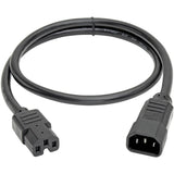 Eaton Tripp Lite Series Power Cord C14 to C15 - Heavy-Duty, 15A, 250V, 14 AWG, 3 ft. (0.91 m), Black