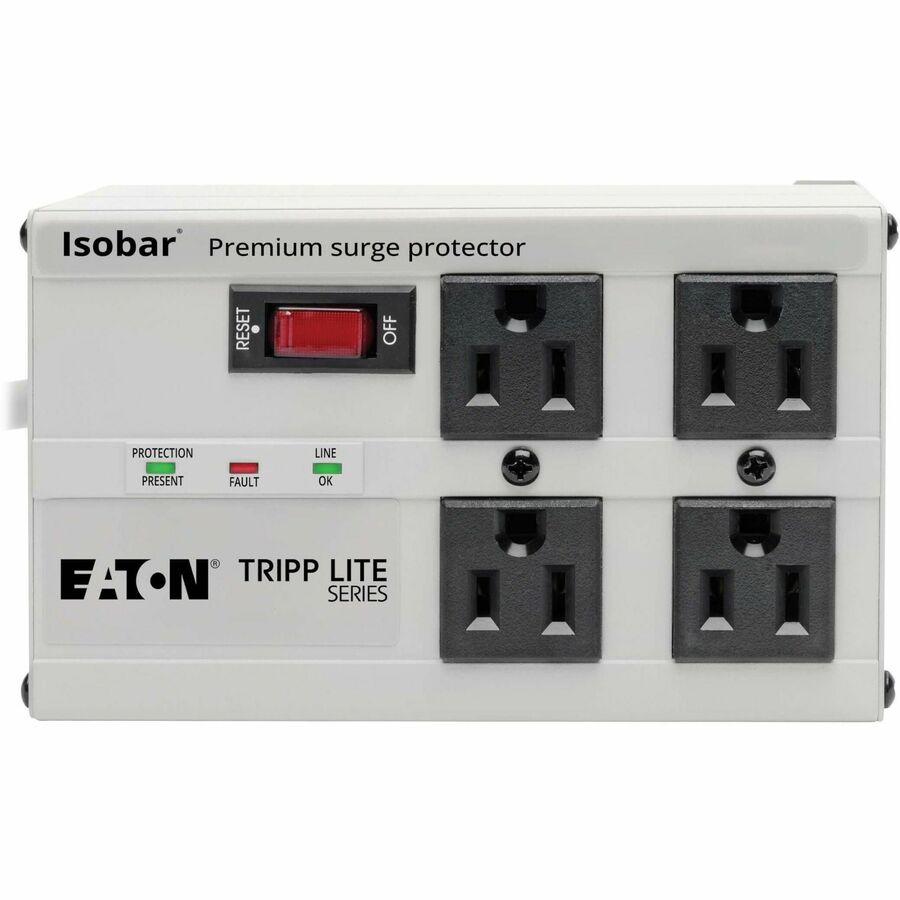 Eaton Tripp Lite Series Isobar 4-Outlet Surge Protector, 6 ft. Cord with Right-Angle Plug, 3330 Joules, Diagnostic LEDs, Metal Housing