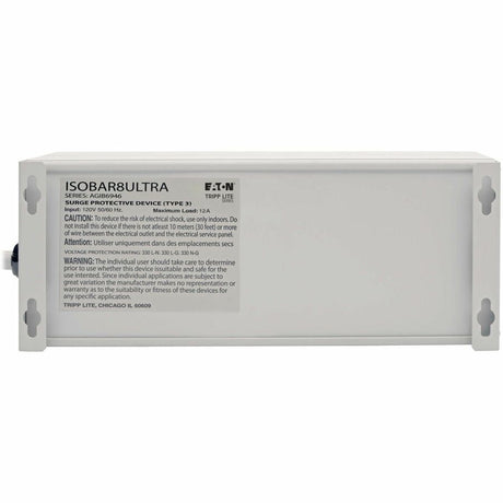 Eaton Tripp Lite Series Isobar 8-Outlet Surge Protector, 12 ft. Cord with Right-Angle Plug, 3840 Joules, Diagnostic LEDs, Metal Housing