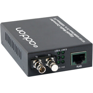 AddOn 10/100/1000Base-TX(RJ-45) to 1000Base-BXU(ST) BiDi SMF 1310nm/1550nm 20km Media Converter