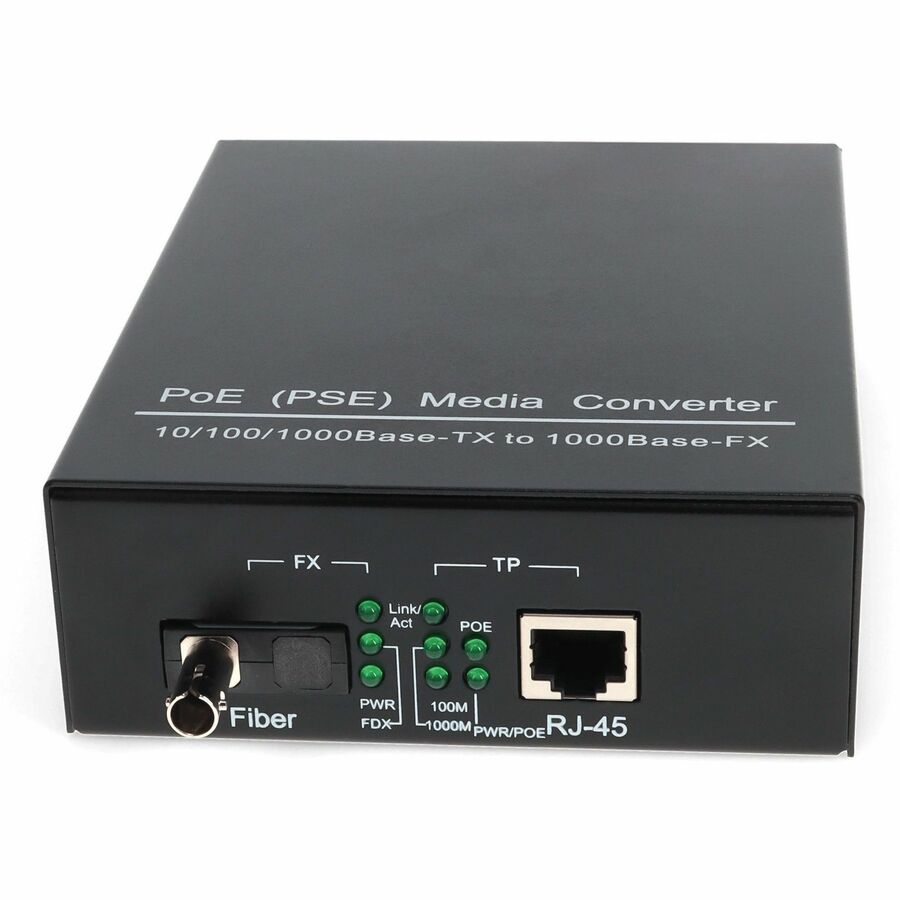 AddOn 10/100/1000Base-TX(RJ-45) to 1000Base-BXD(ST) BiDi SMF 1550nm/1310nm 20km POE Media Converter