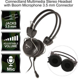 Connectland Stereo PC Headset With Flexible Boom Microphone