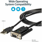 StarTech.com 6ft (1.8m) 1-Port USB to Serial RS232 Adapter, FTDI DB9 Serial DCE Adapter Cable, Null Modem, USB 2.0 - TAA