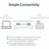 StarTech.com 6ft (1.8m) 1-Port USB to Serial RS232 Adapter, FTDI DB9 Serial DCE Adapter Cable, Null Modem, USB 2.0 - TAA