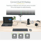 StarTech.com USB 3.0 Docking Station - Compatible with Windows / macOS - Supports Dual Displays - HDMI and DVI - DVI to VGA Adapter Included - USB3SDOCKHD