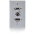 C2G HDMI, VGA and 3.5mm Audio Pass Through Wall Plate Single Gang Brushed Aluminum