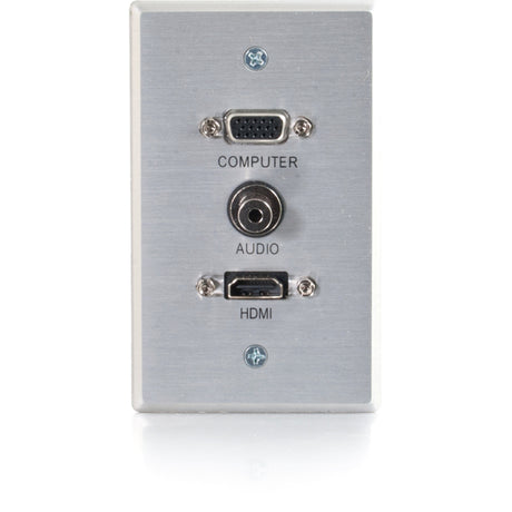 C2G HDMI, VGA and 3.5mm Audio Pass Through Wall Plate Single Gang Brushed Aluminum