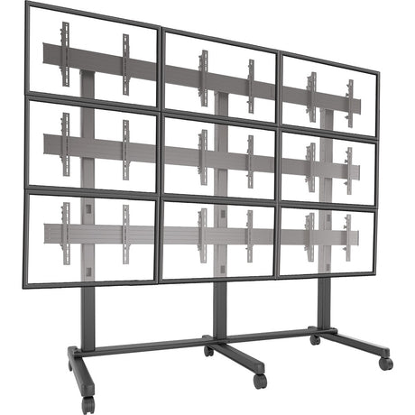 Chief Fusion Large 3x3 Freestanding Video Wall Mobile TV Cart - For 42-50 Inch Displays - TAA Complaint - Black