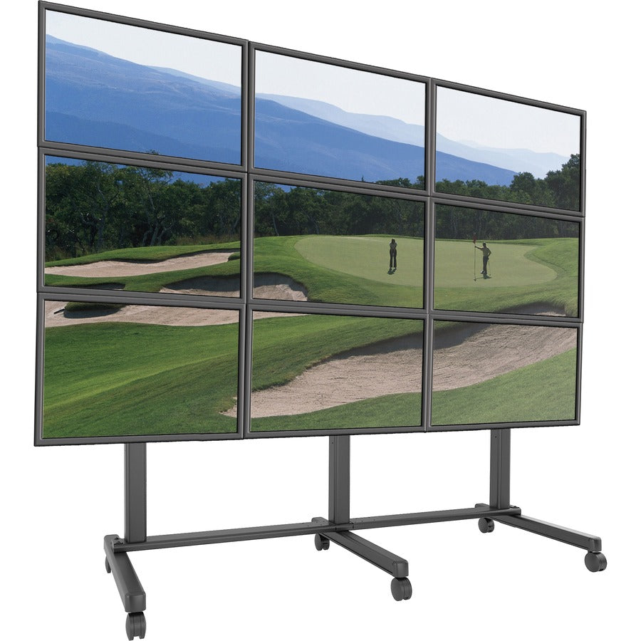 Chief Fusion Large 3x3 Freestanding Video Wall Mobile TV Cart - For 42-50 Inch Displays - TAA Complaint - Black
