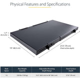 StarTech.com 1U 4-Post 19.5 to 38in Adjustable Mounting Depth Rack Mount Shelf - Heavy Duty Fixed Rack Shelf - 330 lb / 150kg - 27.5in Deep