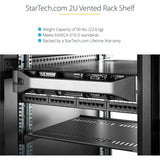 StarTech.com 2U 22in Vented Rack Mount Shelf - Fixed 22 inch Deep antilever Rackmount Tray for Server Rack Cabinet Shelf - 50lbs / 23kg