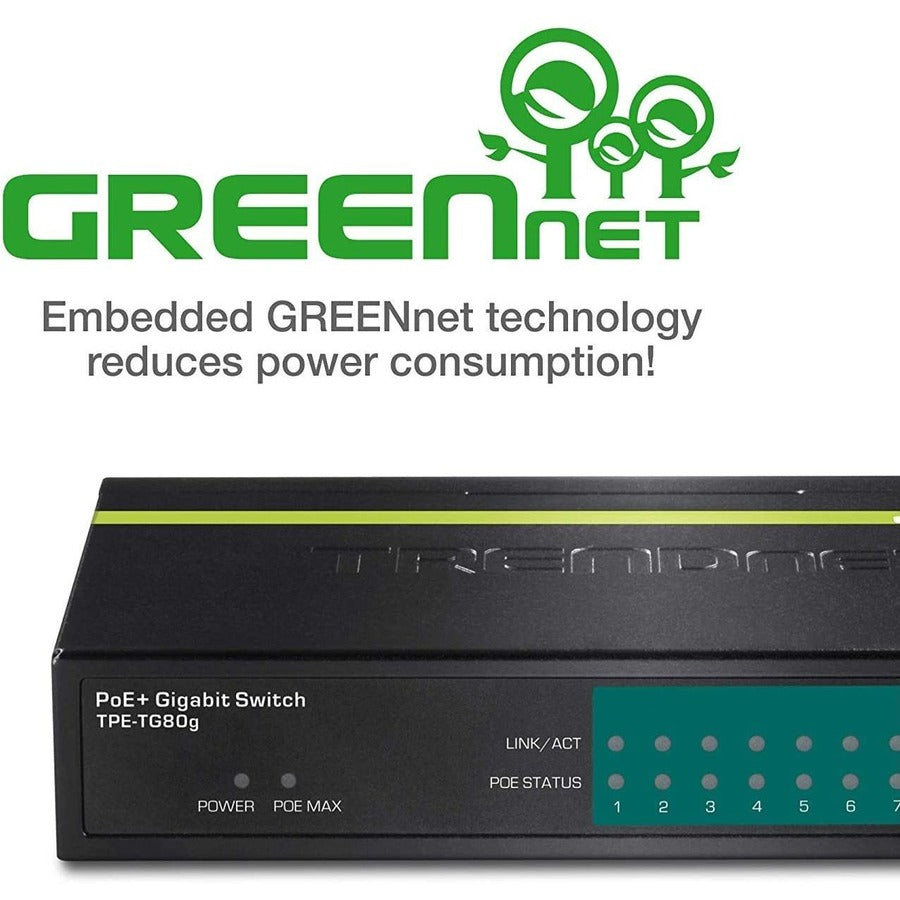 8 Port Gig PoE GREENnet Swtch