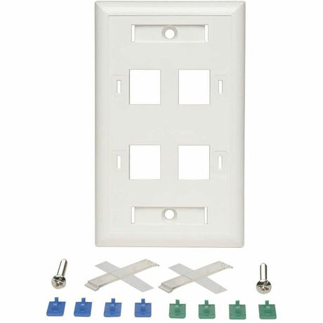 Eaton Tripp Lite Series 4-Port Keystone Faceplate, Single Gang, ID Labels, White, TAA